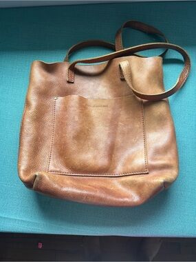 Portland Leather Cognac Brown Pebbled Leather Tote